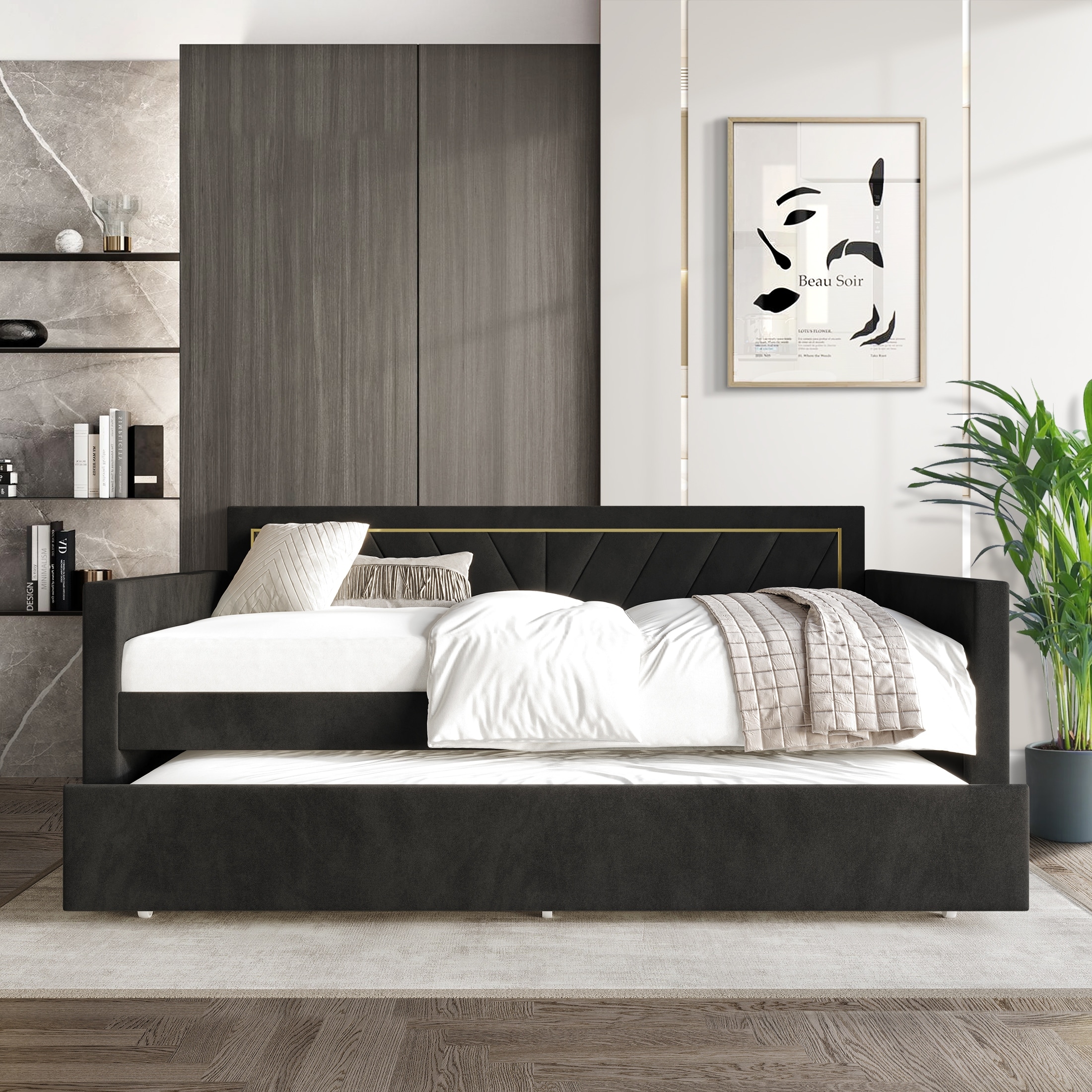 Espresso daybed shop with trundle