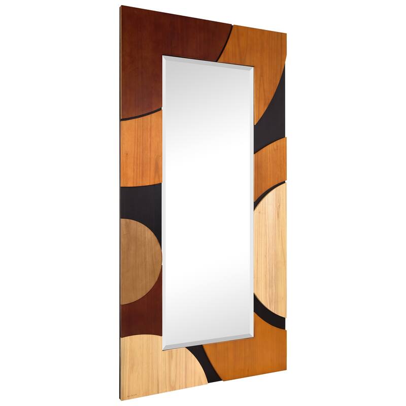 Geometric Blocks Hand Made Solid Paulownia Wood Beveled Leaner Mirror