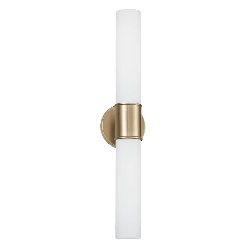 25.25"W x 5"H 2-Light Dual Sconce in Matte Brass with Soft White Glass - 5"W x 25.25"H x 4.5"E