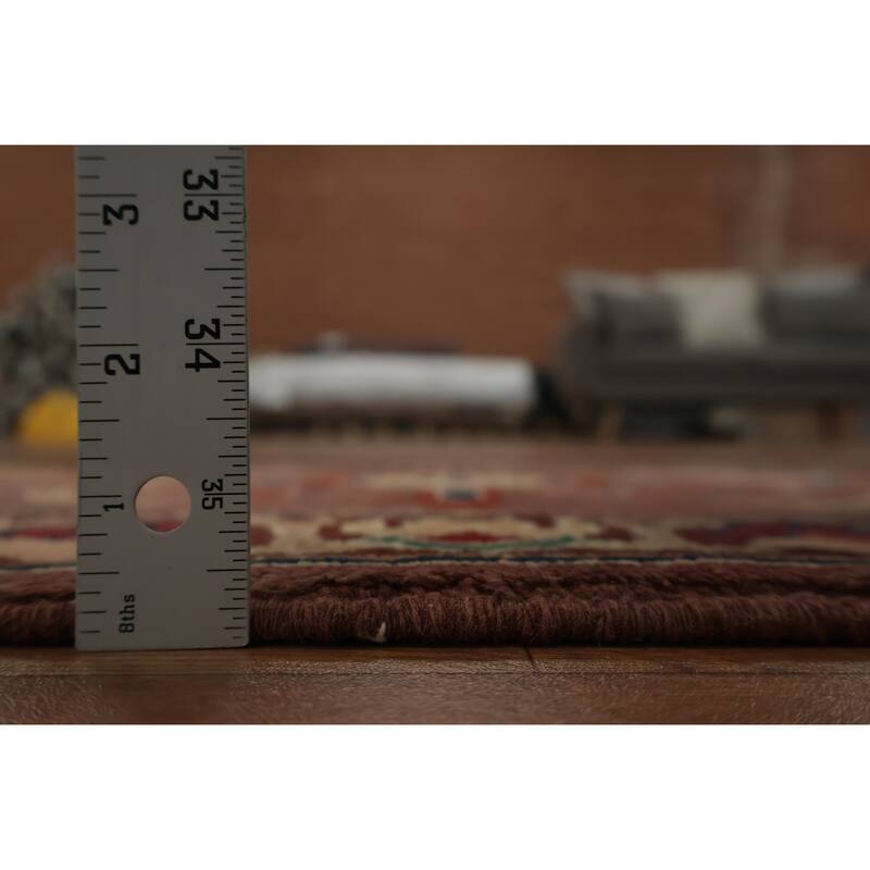 Hand Knotted Oriental 100% Wool Carpet Traditional Geometric Brown Peshawar Area Rug - 3' 1'' X 2' 0''