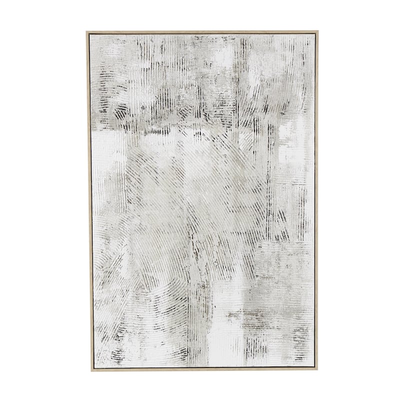 Wooden Abstract Textured Living Room Wall Decor with Wooden Frame and Black Distressing - Gray - Roche River Decor - Gray