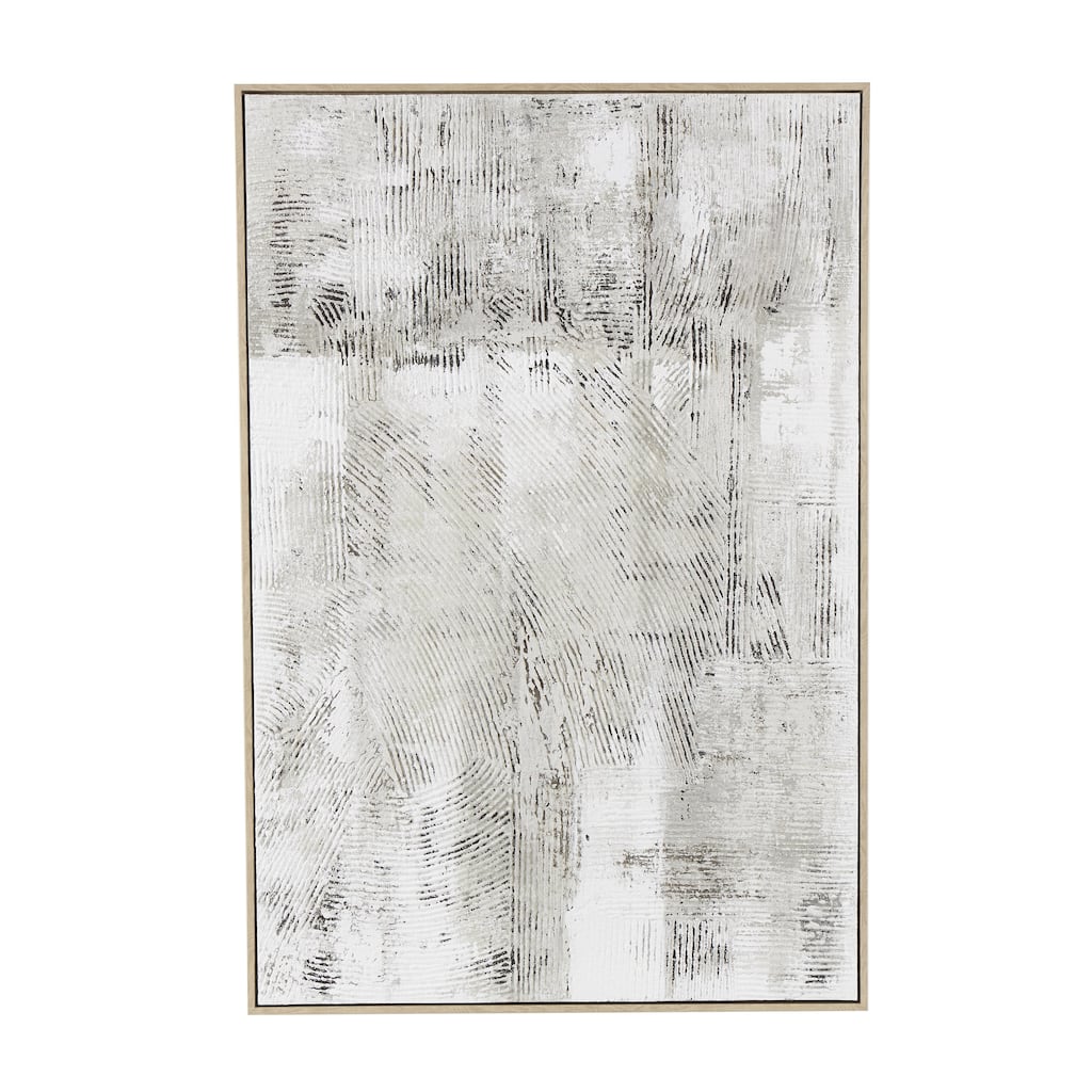 Wooden Abstract Textured Living Room Wall Decor with Wooden Frame and Black Distressing - Gray - Roche River Decor