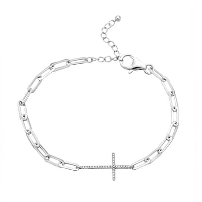 EFFY 925 Silver Diamond Cross Bracelet