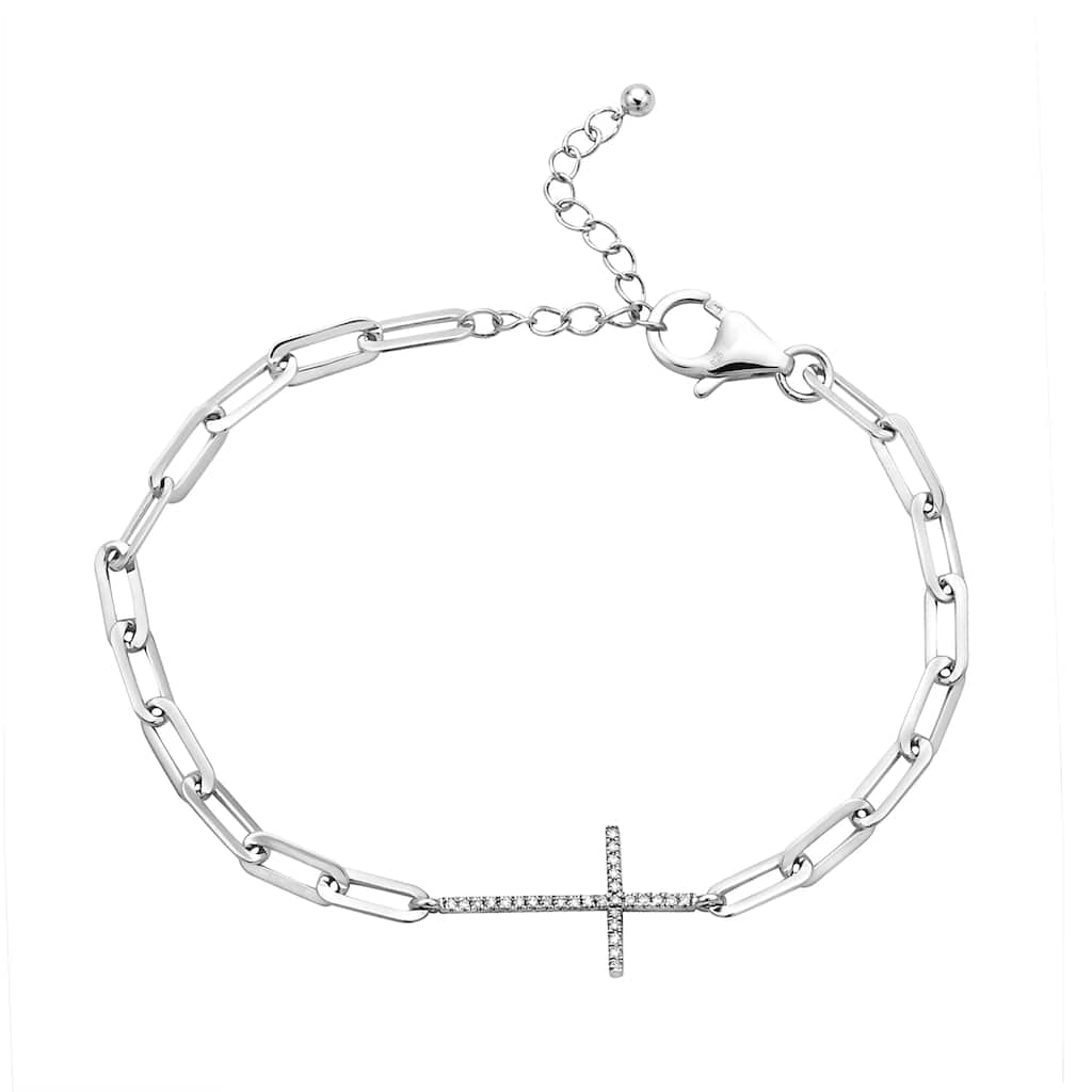 EFFY 925 Silver Diamond Cross Bracelet