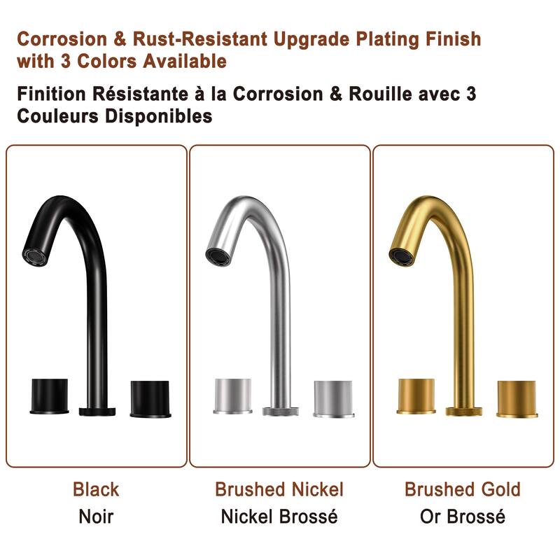 Mondawe Deck Mounted 8 Inch Widespread Double-Handle Bathroom Faucet in Brushed Nickel for Bathroom, Vanity, Laundry
