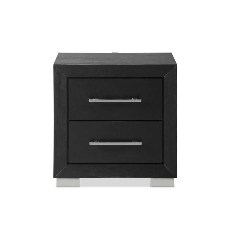 Furniture of America Alaric Modern Black Solid Wood 3-Piece Bedroom Set with 32-inch Makeup Vanity and Nightstand