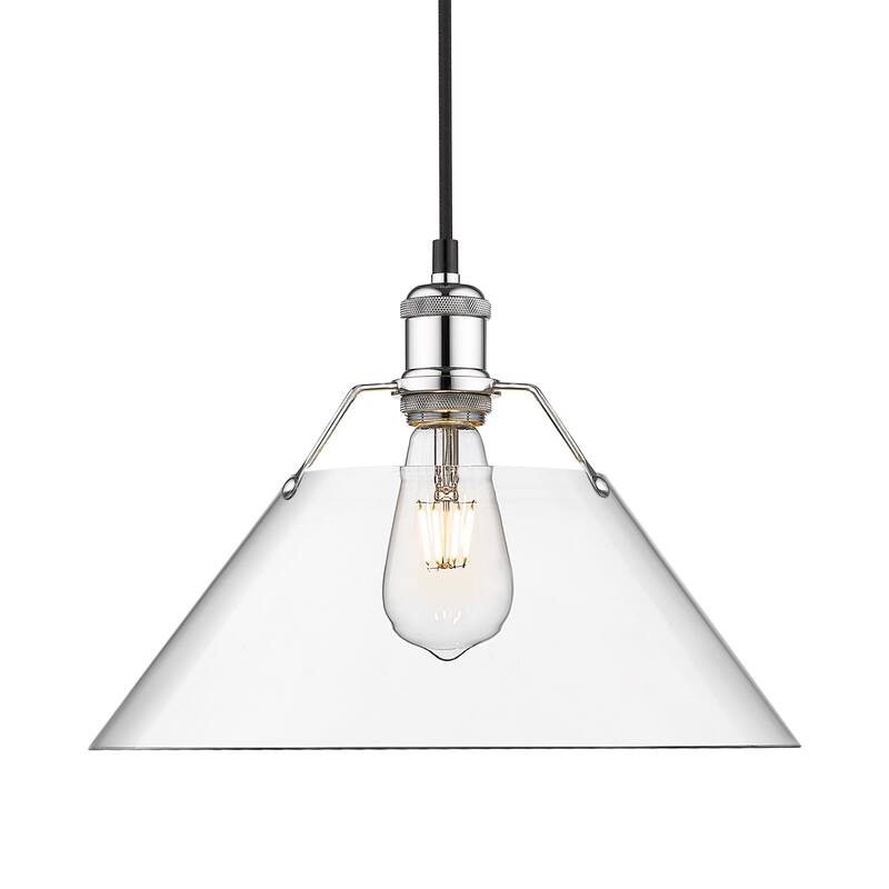 Yep by Golden Lighting Orwell 1-light 14in Pendant in Chrome and Clear Glass - Silver
