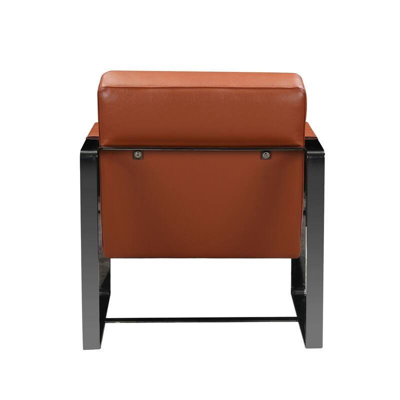 HomeRoots 28" Camel And Black Genuine Leather Arm Chair - 28 in. x 31 in. x 35 in.