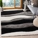 preview thumbnail 2 of 25, SAFAVIEH Florida Shag Cirilla Abstract Wave 1.2-inch Thick Rug 3'3" x 5'3" - Grey/Black - Rectangle