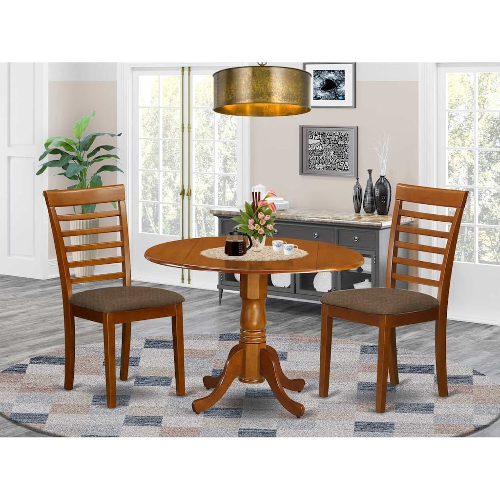 Medieval Kitchen Table Set - Round Drop Leaf Dinette Set with 4 Chairs - Asian Hardwood Dining Room Furniture