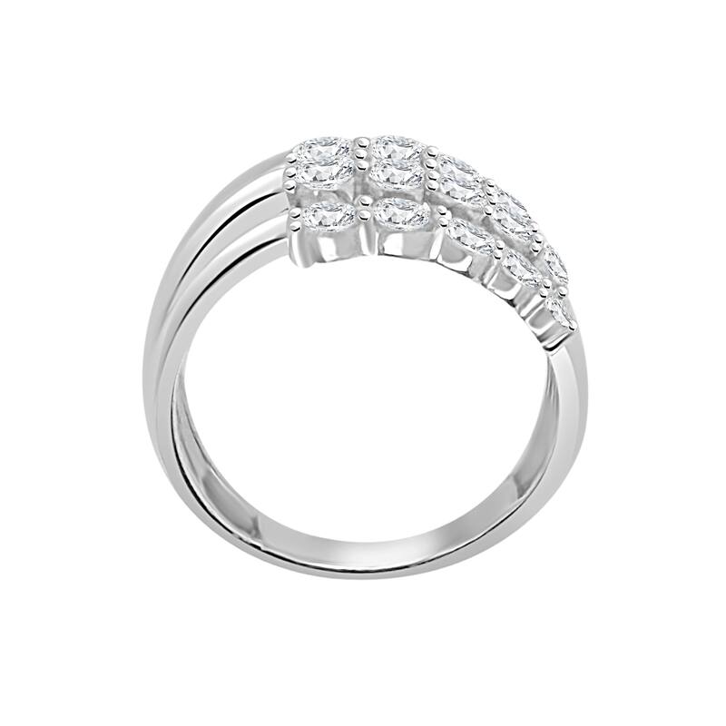 Auriya 14k Gold Lab Grown Round Diamond Three-Row Open Band Ring 1.30 ct. tw. (F-G, VS) - 4 - White
