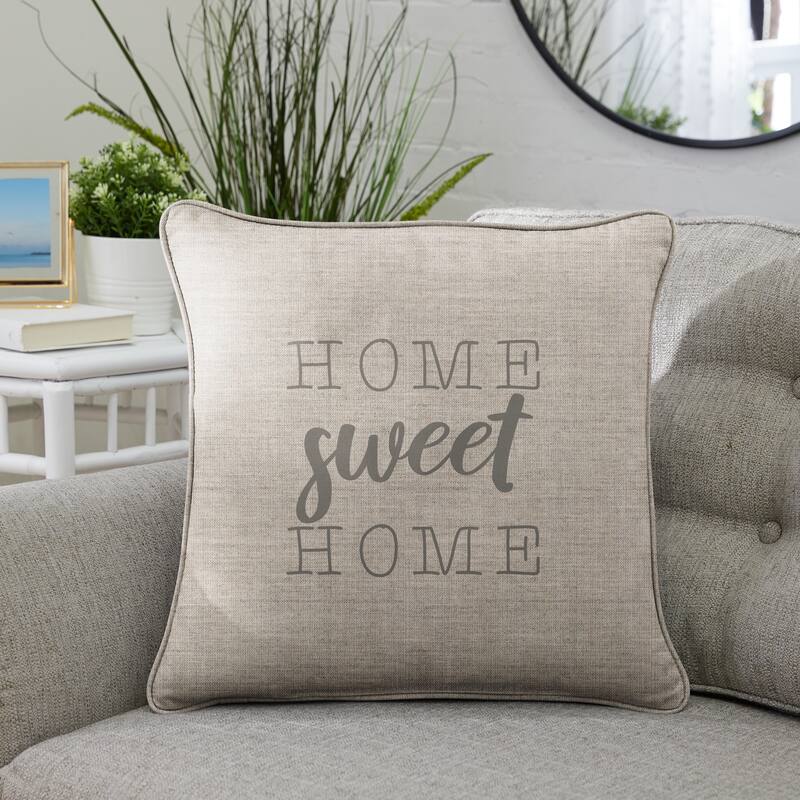 Sunbrella Indoor/Outdoor Single Embroidered Pillow - "Home Sweet Home" - 18 in L x 18 in W