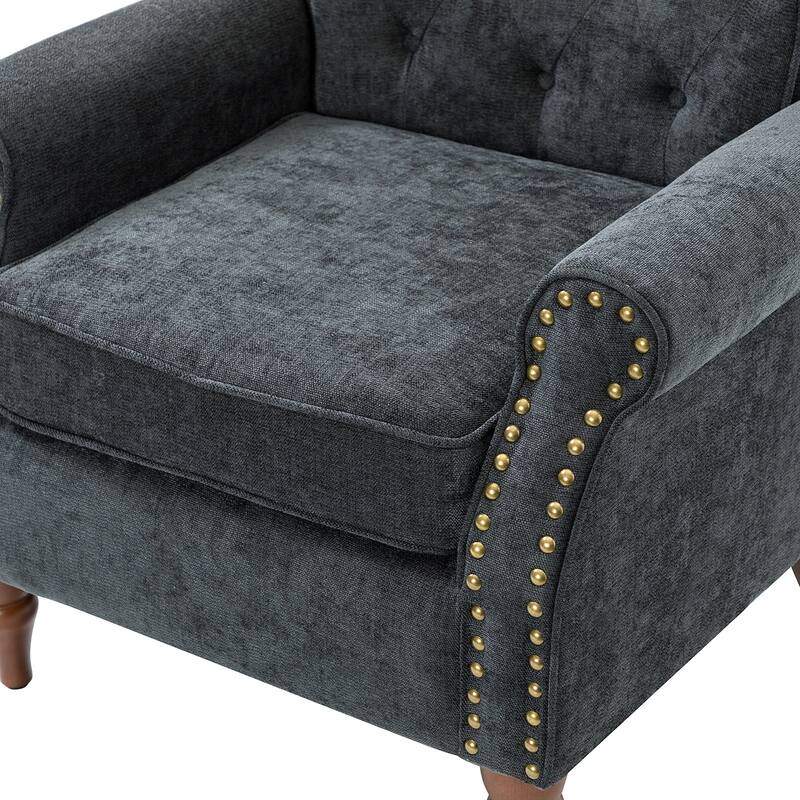 Indiges Comfy Upholstered Accent Armchair with Tufted Back Set of 2 for Bedroom Reading Office