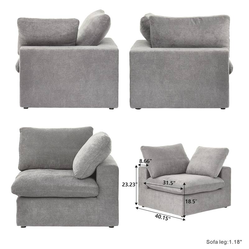 160.6" Modern Linen Sectional Sofa，4-seater Modular Couch with Storage Ottoman for Living Room.