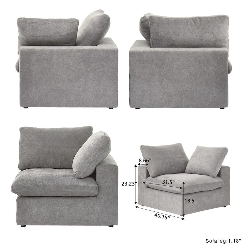Commix Down Filled Sectional Sofa L-shape 4 Piece Modular Couch with Storage Ottoman