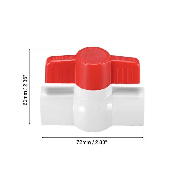 PVC Ball Valve Supply Pipe Knob Thread Ends 2 Inner Hole Diameter Red Gray 2Pcs