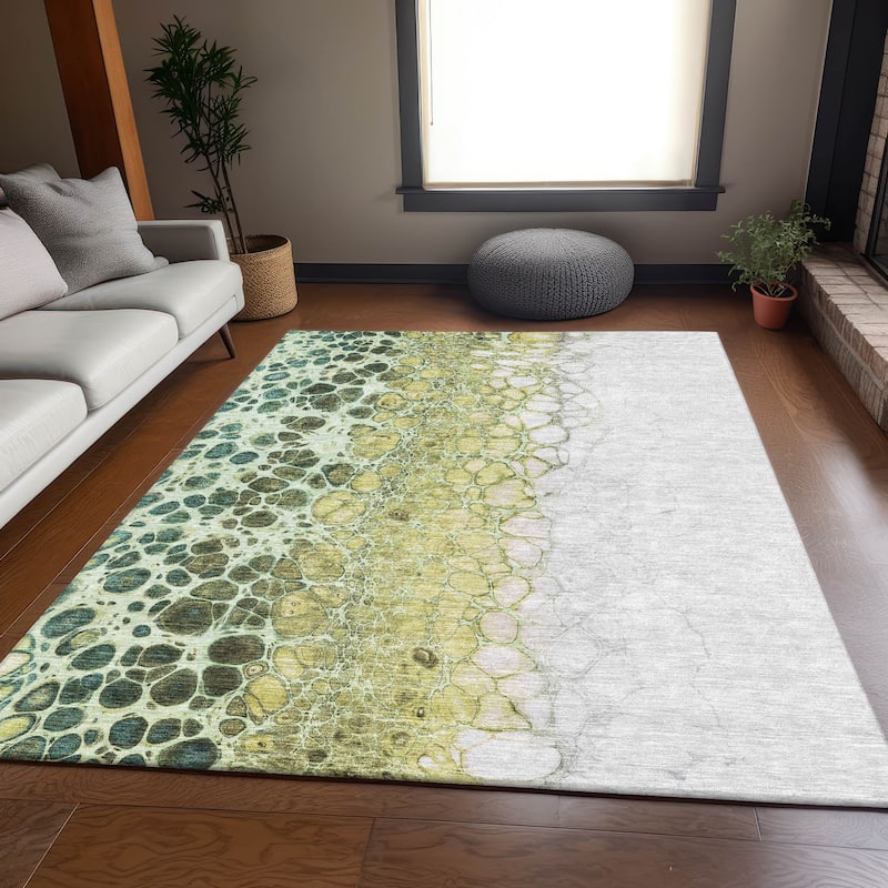 Premium Washable Super Soft Abstract Ombre Mayfield Rug - Olive - 2' 6" x 3' 10"