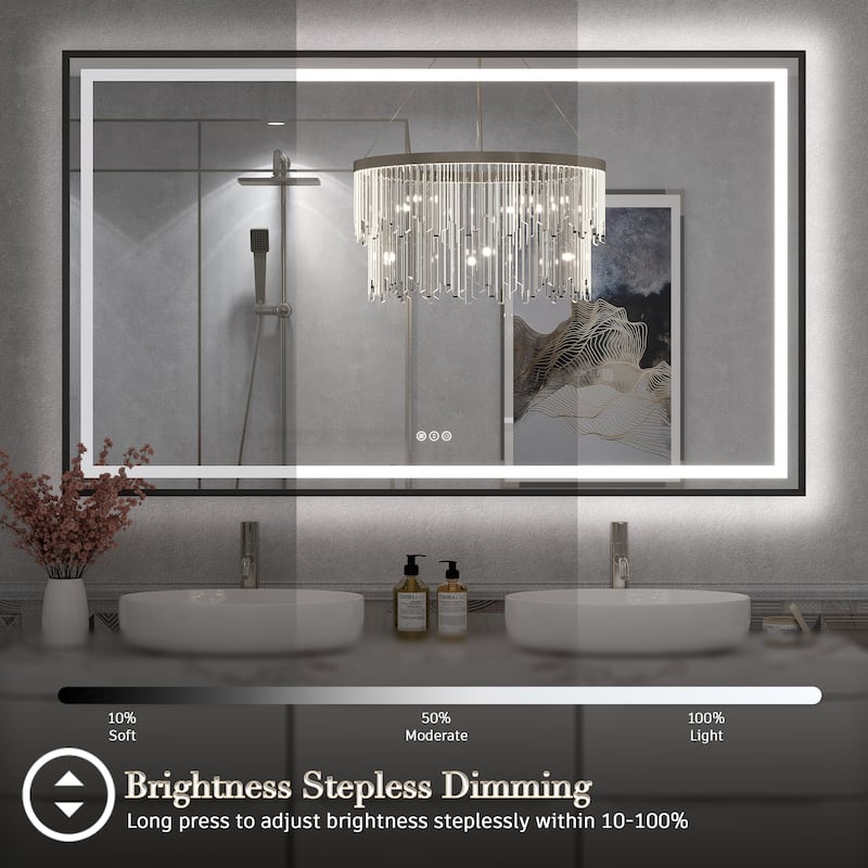 KIOTEE 24V Ultra-Bright LED Bathroom Mirror, Anti-Fog, Tempered Glass