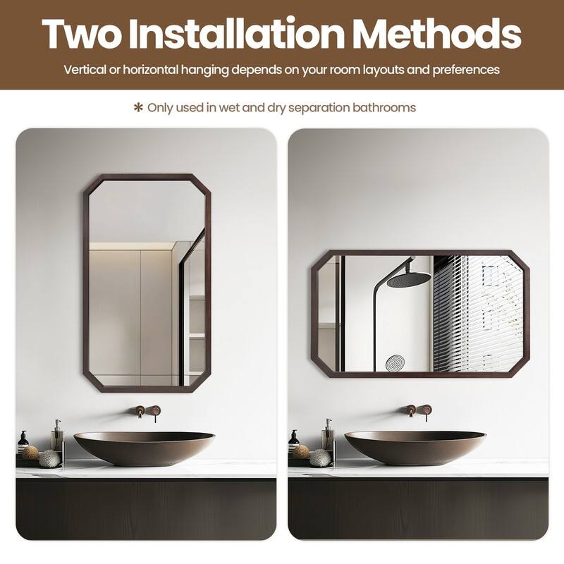 Rustic Wood Bathroom Mirrors for Wall Mounted for Living Room or Bedroom Vanity Mirror