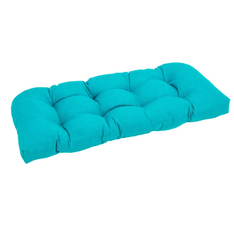 Blazing Needles 42-inch U-shaped Outdoor Bench Cushion - Aqua Blue