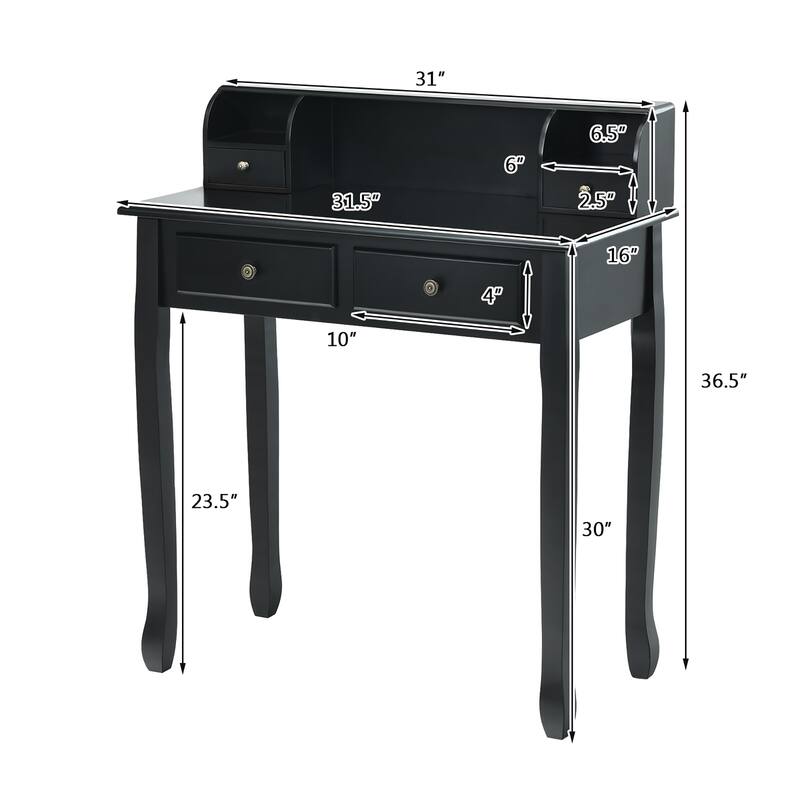 Costway Writing Desk Mission White Home Office Computer Desk 4 Drawer