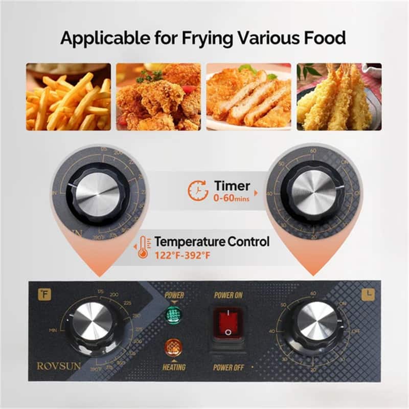 36QT 110V 6600W Double Tank Electric Deep Fryer with Timer