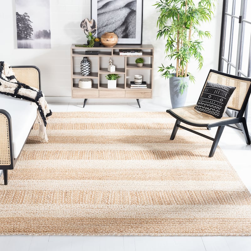 SAFAVIEH Natural Fiber Jessye Stripe Jute Rug - 10' x 14' - Natural/Ivory