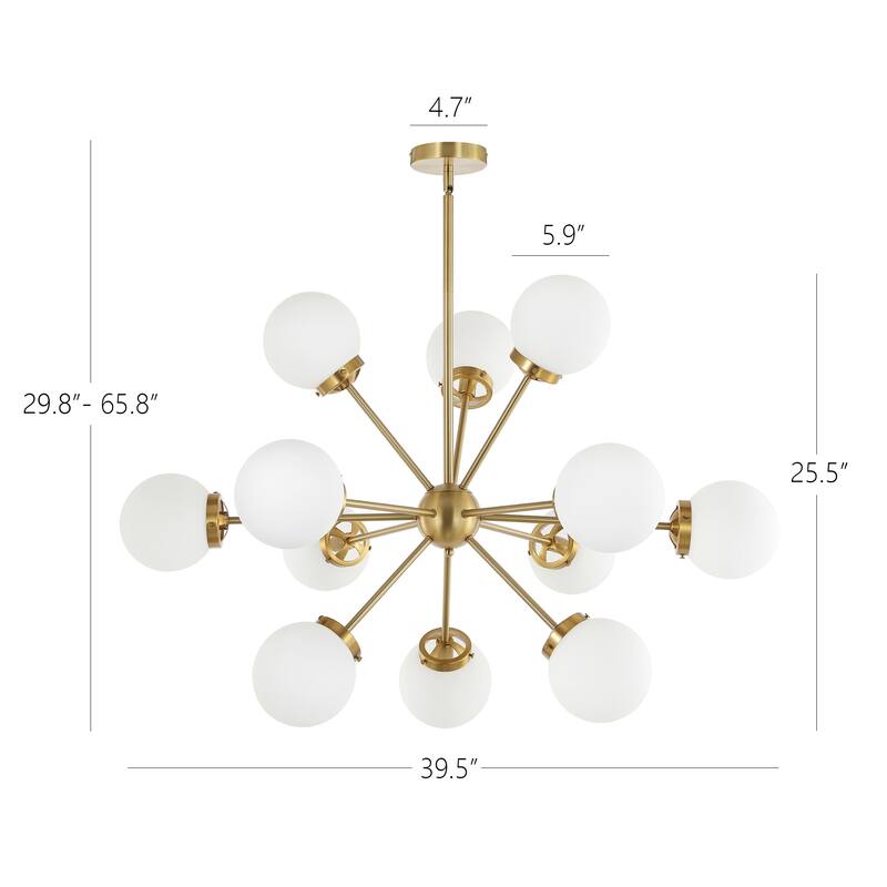 GetLedel 12-Light Modern Sputnik Sphere Chandelier with Glass Globe Shades