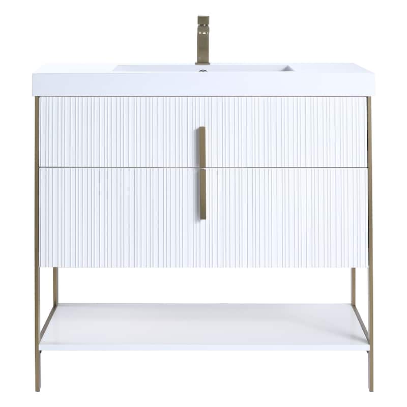 Fine Fixtures Serenity Modern Bathroom Vanity with White Gel Acrylic Top