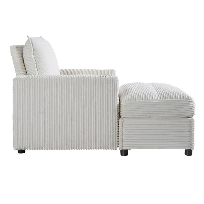 Christopher Knight Home - LuxeComfort Grey Oversized Corduroy Upholstered Chaise Lounge Chair with Storage Ottoman.