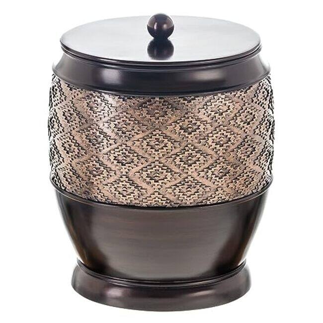 Creative Scents Dublin Brown Small Trash Can with Lid