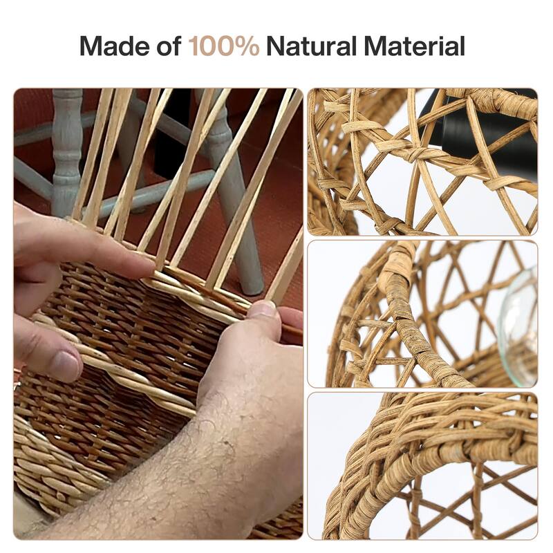 2-Light Hand Woven Pendant Rustic Hanging Lighting for Kitchen Island Bedroom, Dining Room, Living Room, Entryway - N/A