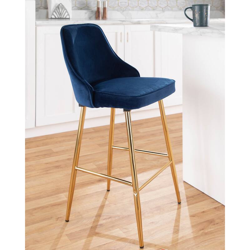 LumiSource Marcel Glam Velvet Gold Metal Counter Stools (Set of 2)