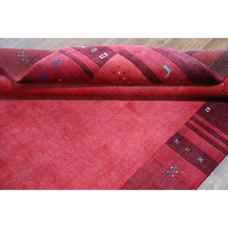 Animals Pink Gabbeh Indian Area Rug Hand-Knotted Wool Carpet - 5'3" x 7'7"