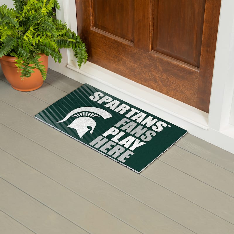 28 in. x 16 in. Michigan State University "Fans Play Here" PVC Door Mat