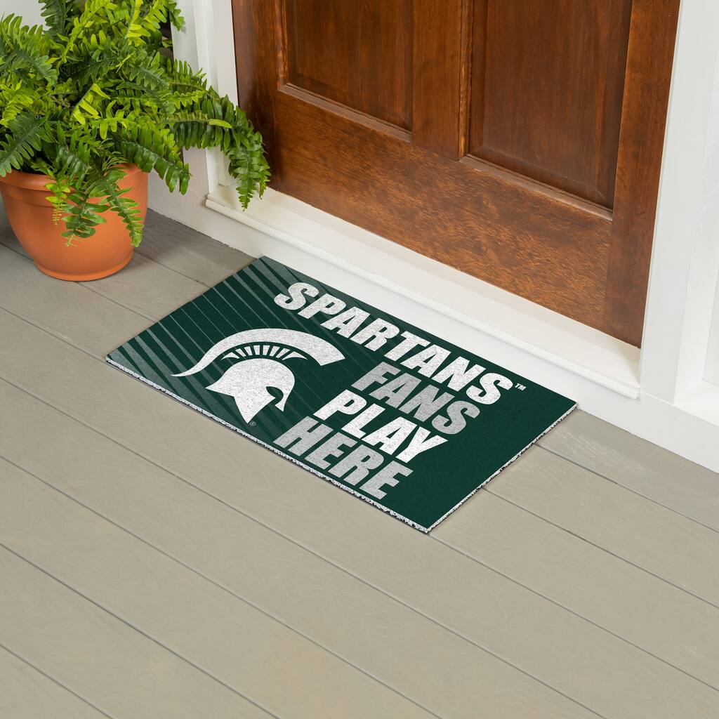 28 in. x 16 in. Michigan State University "Fans Play Here" PVC Door Mat