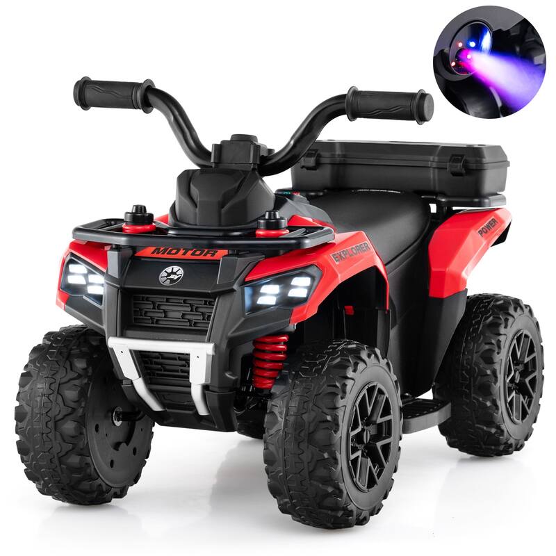 Gymax 6V Kids Ride On ATV w/ Music & Spray Function USB Port Storage - Red