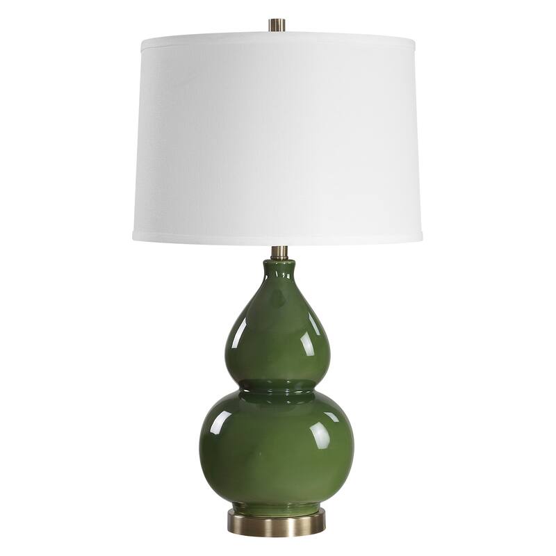 Strick & Bolton Ceramic Glazed Metal Table Lamp - Dark Green