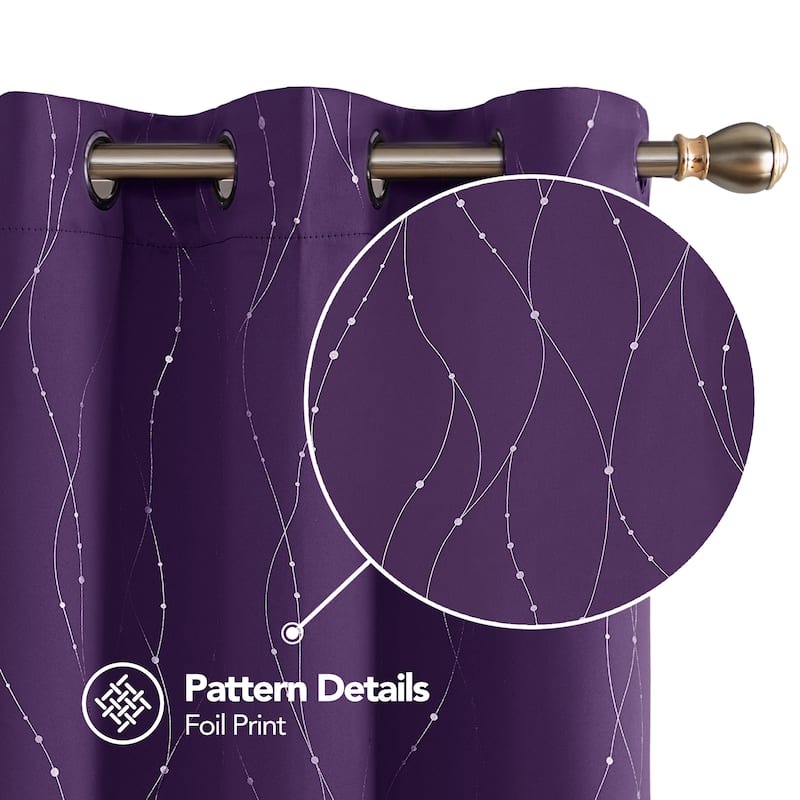 Deconovo Wave Line with Dots 42 Width Curtains Pair(2 Panel)