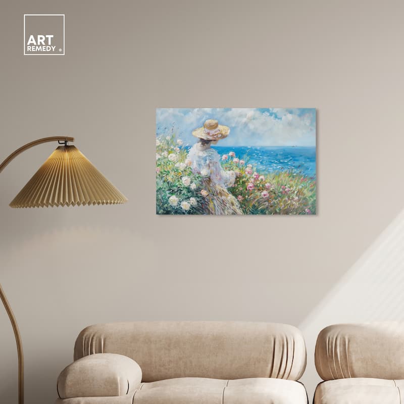 Art Remedy Gentle Sea Gallery Wrapped Impressionism 1 Piece Canvas Wall Art /Monet And Van Gogh Inspired Art