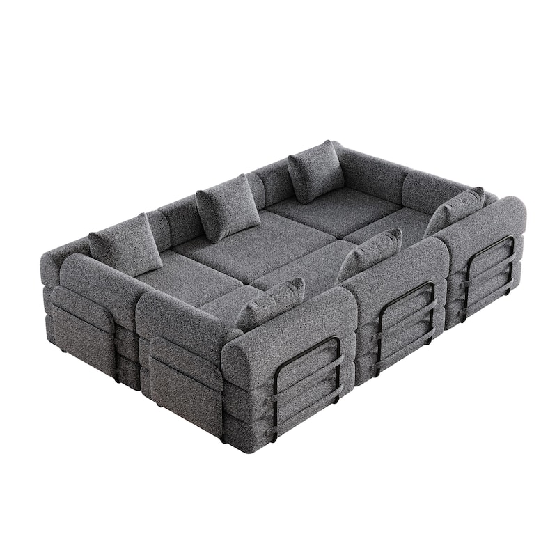 Freely Combined Modular Chenille Folding Sofa with Storage Pockets