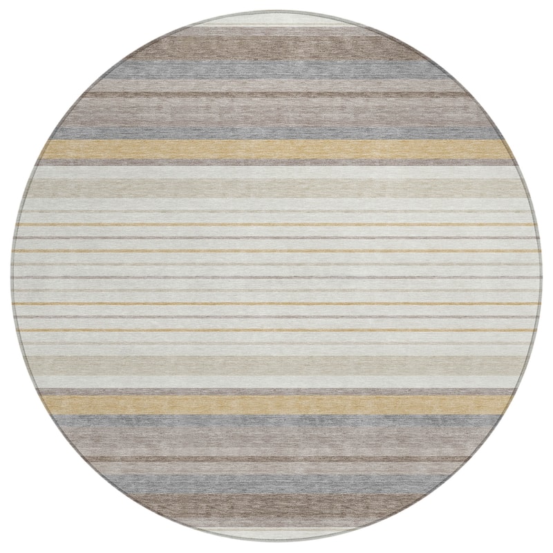 Machine Washable Indoor/ Outdoor Modern Stripes Chantille Rug