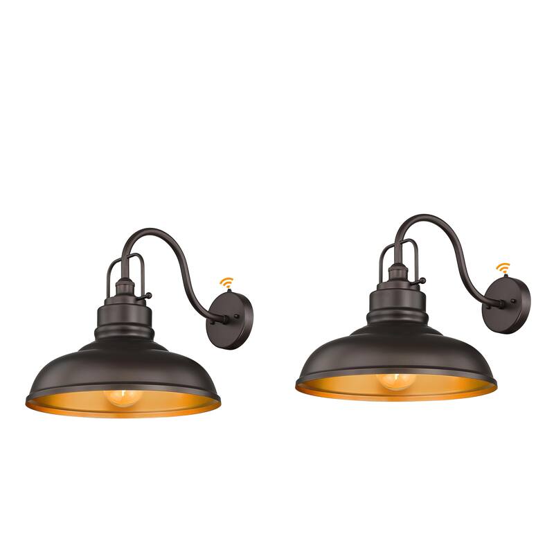 18 Inch Gooseneck Wall Light, Dusk to Dawn Barn Light - 2 Pack