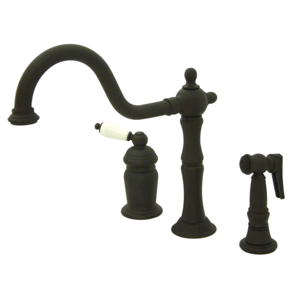 Kingston Brass Heritage Kitchen Faucet with Porcelain Lever Handle and