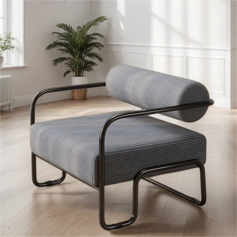 Corduroy Fabric Sofa Chair with Iron Frame, Lazy Individual Chair