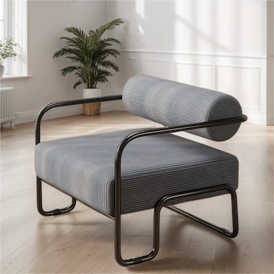 Corduroy Fabric Sofa Chair with Iron Frame, Lazy Individual Chair