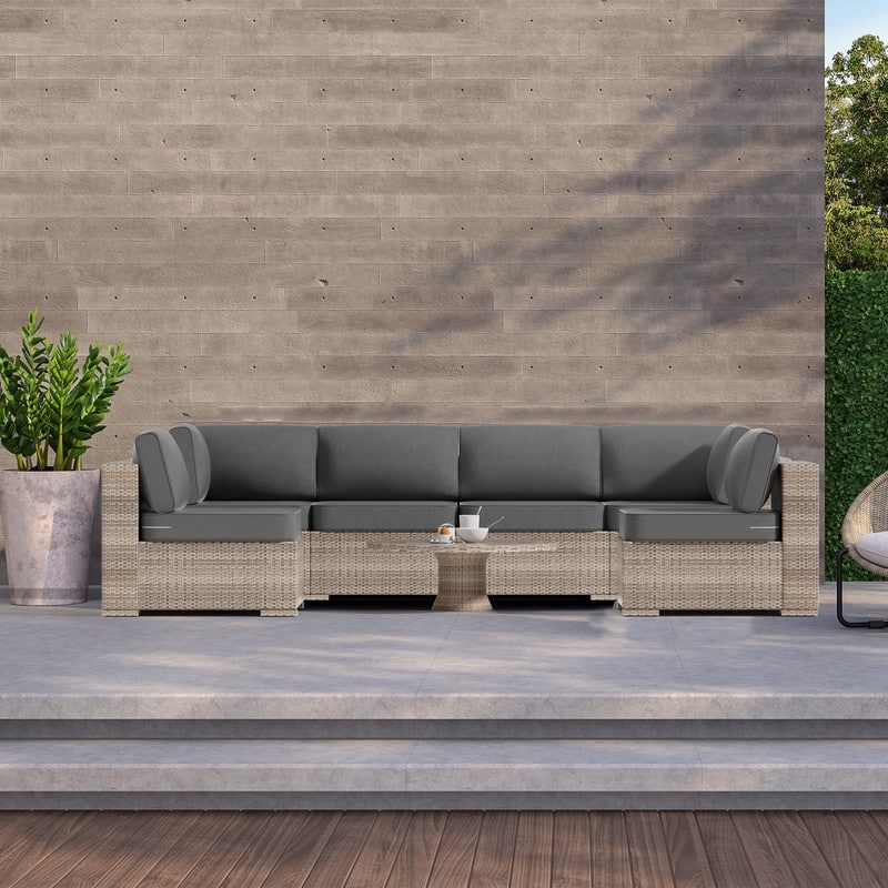 14-Piece Patio Furniture Sofa Cushions, 6-Seater Outdoor Cushion Set (Only Include Cusions，Not Sofa） - 25.6*25.6*4in