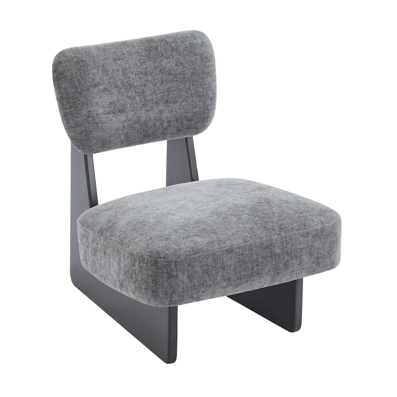 [Set of 2] Modern Lounge Chair with Polyester Upholstery, Sturdy Wood Base With Black Finish