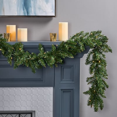 9-foot Norway Spruce Pre-Lit Warm White LED Artificial Christmas Garland by Christopher Knight Home - led - clear
