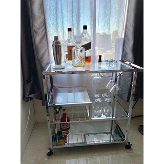 Fairbanks Contemporary Chrome Serving Cart by FOA
